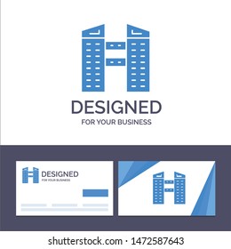 Creative Business Card and Logo template Buildings, City, Construction Vector Illustration