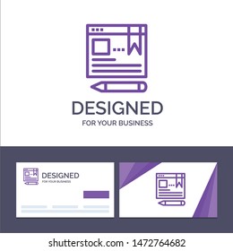 Creative Business Card and Logo template Browser, Text, Pen, Education Vector Illustration