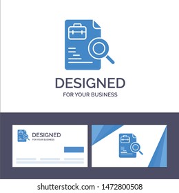 Creative Business Card and Logo template Worker, Document, Search, Jobs Vector Illustration