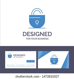 Creative Business Card and Logo template Lock, Locked, Security, Internet Vector Illustration