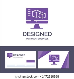 Creative Business Card and Logo template Computer, Monitor, Box, Computing Vector Illustration