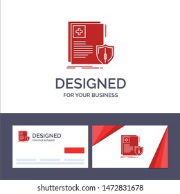 Creative Business Card and Logo template Document, Protection, Shield, Medical, Health Vector Illustration