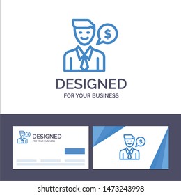 Creative Business Card and Logo template Man, Work, Job, Dollar Vector Illustration