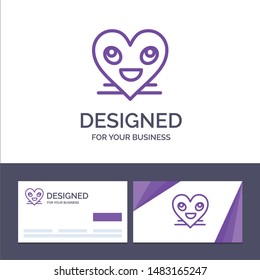 Creative Business Card and Logo template Heart, Emojis, Smiley, Face, Smile Vector Illustration