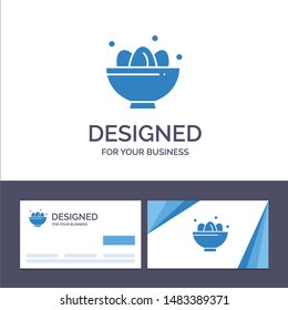 Creative Business Card and Logo template Bowl, Celebration, Easter, Egg, Nest Vector Illustration