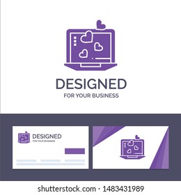 Creative Business Card and Logo template Laptop, Love, Heart, Wedding Vector Illustration