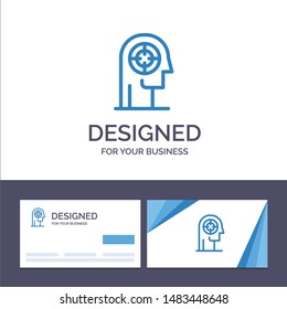 Creative Business Card and Logo template Arrow, Concentration, Focus, Head, Human Vector Illustration