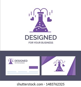 Creative Business Card and Logo template Chemical, Flask, Heart, Love Vector Illustration