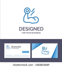 Creative Business Card and Logo template Biceps, Bodybuilding, Growth, Muscle, Workout Vector Illustration