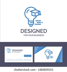 Creative Business Card and Logo template Bulb, Cap, Education, Graduation Vector Illustration