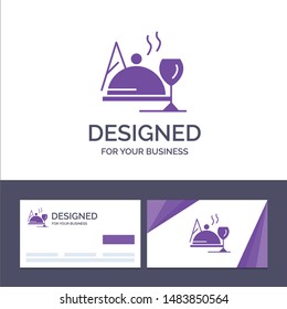 Creative Business Card and Logo template Hotel, Dish, Food, Glass Vector Illustration