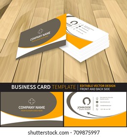 Creative business card mock-up template. Vector illustration with front and back side. Preview from perspective.