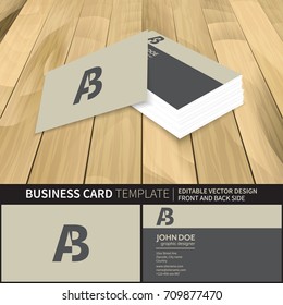 Creative business card mock-up template. Vector illustration with front and back side. Preview from perspective.