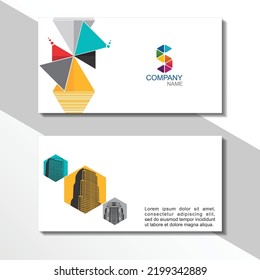 Tarjeta comercial creativa y tarjeta de nombre, diseño horizontal simple de vectores de patrones limpios, diseño de tamaño de rectángulo.
