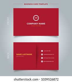 Creative business card and name card template red color background with paper cut. Abstract concept and commercial design. vector graphic illustration