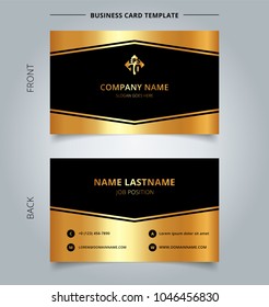 Creative business card and name card template luxury geometric graphic golden color on black background, Abstract concept and commercial design. vector graphic illustration