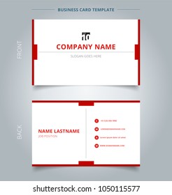 Creative business card and name card template technology geometric red color minimal background. Abstract concept and commercial design. vector graphic illustration