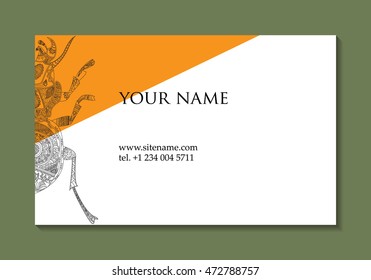Creative business card with an outline of a beetle.