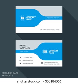 Creative Business Card Print Template. Flat Design Vector Illustration. Stationery Design