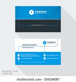 Creative Business Card Print Template. Flat Design Vector Illustration. Stationery Design
