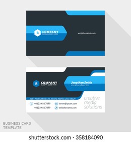 Creative Business Card Print Template. Flat Design Vector Illustration. Stationery Design