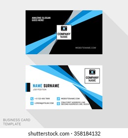 Creative Business Card Print Template. Flat Design Vector Illustration. Stationery Design