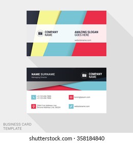 Creative Business Card Print Template. Flat Design Vector Illustration. Stationery Design