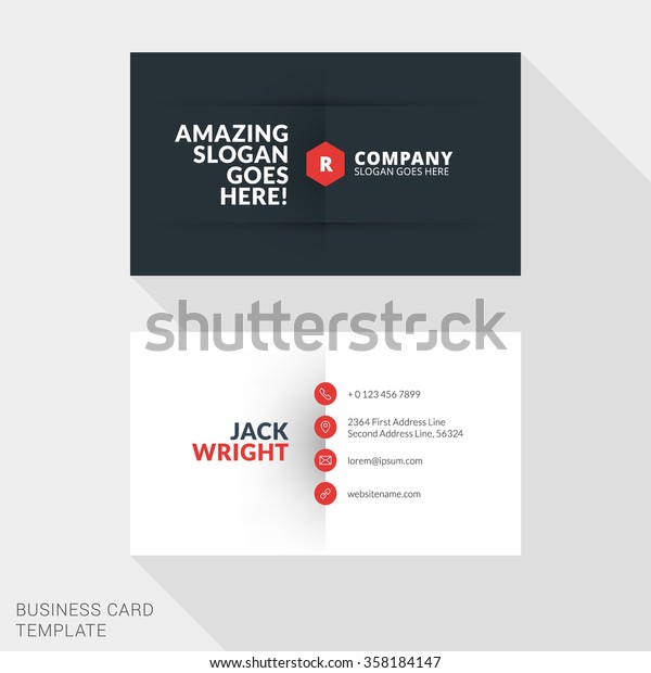Creative Business Card Print Template.
Flat Design Vector Illustration. Stationery
Design