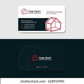 creative business card template with 3d red house