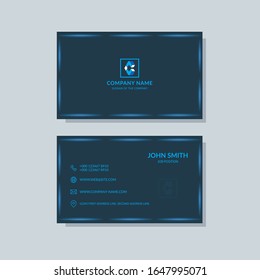 Creative business card template blue colors. Flat design, modern cover abstract background