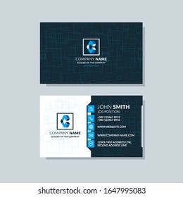 Creative business card template blue colors. Flat design, modern cover abstract background