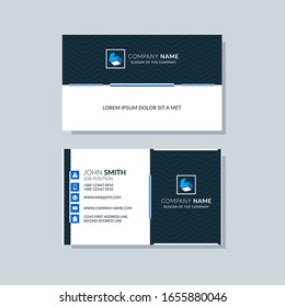 Creative business card template blue colors. Flat design, modern cover abstract background