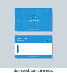 Creative business card template blue colors. Flat design, modern cover abstract background