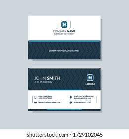 Creative business card template blue color. Flat design, modern cover abstract background