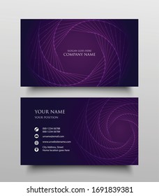Creative business card template design   Contact card for company  Two sided and fluid gradient purple background  Vector illustration