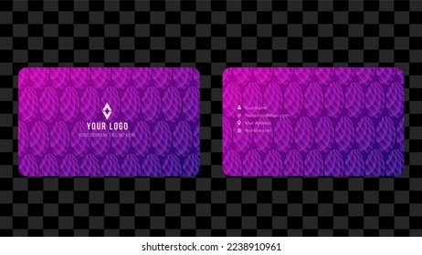 Creative business card template design, Contact card for company, Two sided with fluid gradient on purple background, Vector graphic illustration