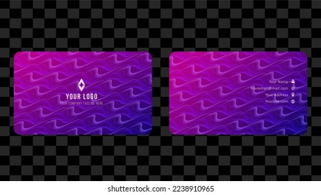 Creative business card template design, Contact card for company, Two sided with fluid gradient on purple background, Vector graphic illustration