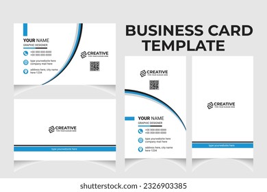 Creative business card template design with portrait and landscape orientation. Minimalist clean business card horizontal and vertical layout.