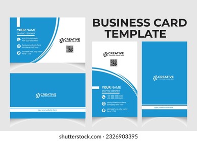 Creative business card template design with portrait and landscape orientation. Minimalist clean business card horizontal and vertical layout.