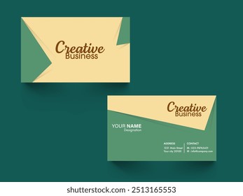 Creative Business Card Template with Double-Side in Green and Yellow Color.