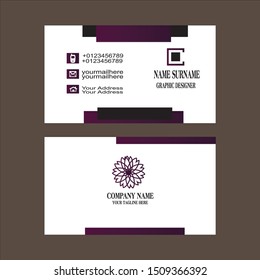 Creative Business Card Template. Flat Design Vector Illustration. Stationery Design. 4 Color Combinations. Print Template

