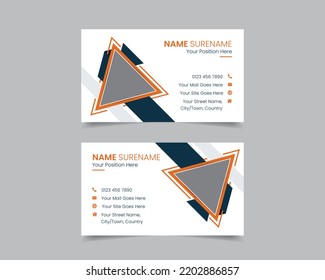 Creative Business Card Template With Geometric Shapes, Name Card Vector Illustration Layout In Rectangle Size, Horizontal Visiting Card Flat Design Template Vector
