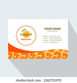 creative business card  template with grapefruit, vector illustration