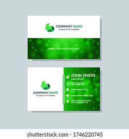 Creative business card template green color. Flat design, modern cover abstract background