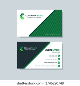 Creative business card template green color. Flat design, modern cover abstract background