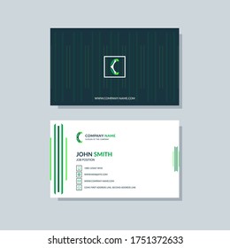Color verde creativo de la plantilla de la tarjeta de visita. Diseño plano, fondo abstracto de cubierta moderna