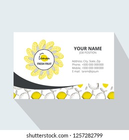 creative business card template with lemon  tea , vector illustration