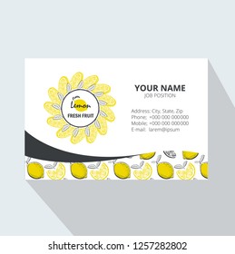 creative business card template with lemon  tea , vector illustration