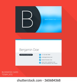 Creative Business Card Template. Letter B. Flat Design Vector Illustration. Stationery Design