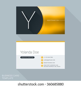 Creative Business Card Template. Letter Y. Flat Design Vector Illustration. Stationery Design